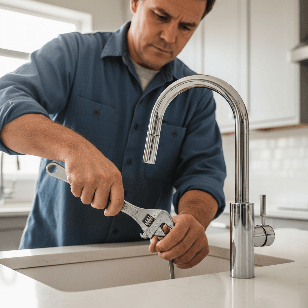 New kitchen faucet installation