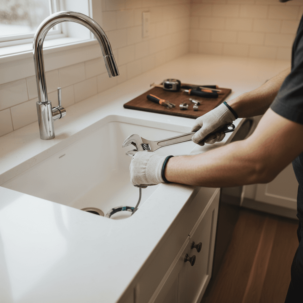 Plumbing repair under sink